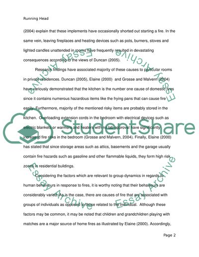 Human Behaviour as the Most Significant Cause of Common Instances of Fire