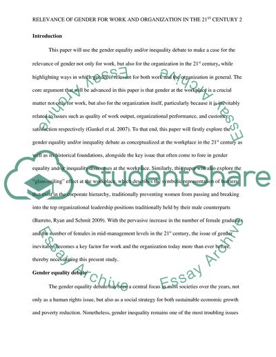 Relevance of Gender for Work and Organization in the 21st Century