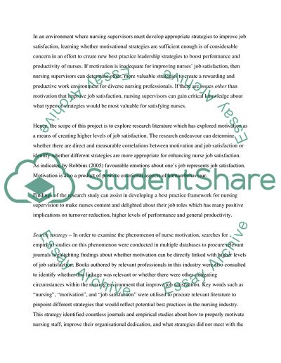 Does Motivating Nurses Lead to Higher Levels of Job Satisfaction