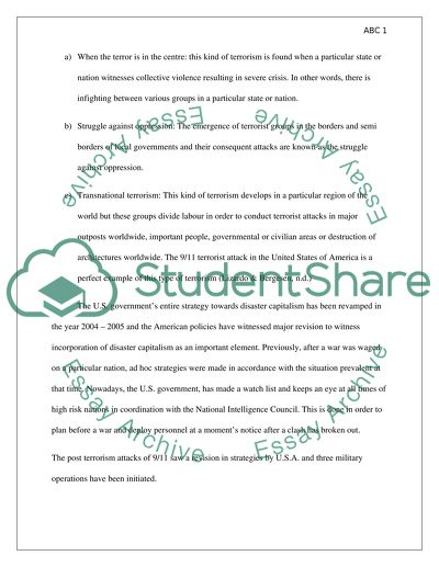 Types of War and Terrorism and the Root Causes of War and Terrorism