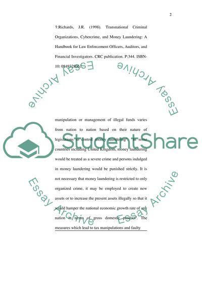 money laundering reflection essay