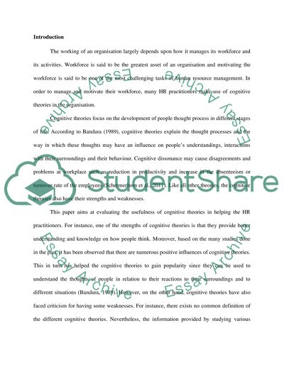 The Usefulness of Cognitive Theories of Learning for the HR Practitioner