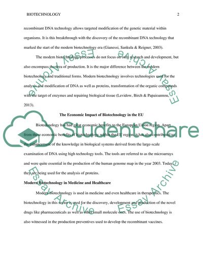 Modern Biotechnology and Its Role in European Unions Economy