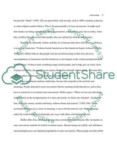 View of Human Nature in The True Believer