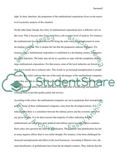 The Role That Multinational Corporations Play in World Affairs According to Proponents of Globalism