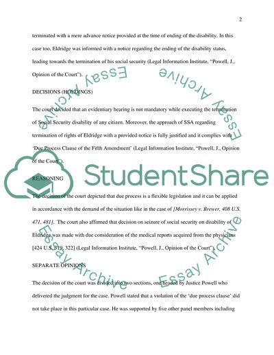 Case Brief - MATHEWS v. ELDRIDGE, 424 US 319 (1976)