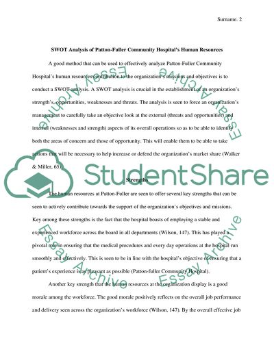 Management of Human Resources at Patton-Fuller Community Hospital