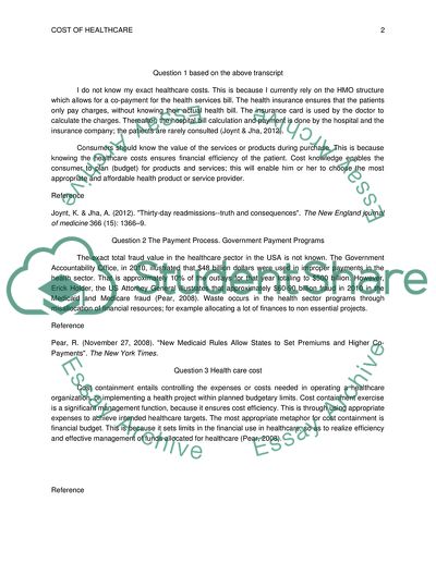 Financial Aspect of Health Care