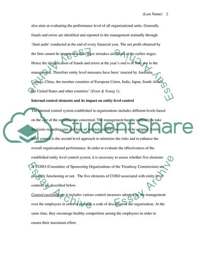 Entity Level Controls