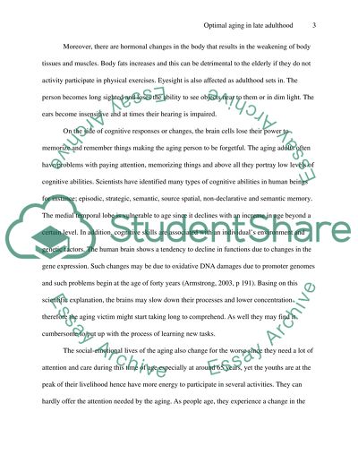 Optimal Aging in Late Adulthood