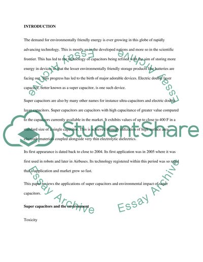 Supercapacitors applications , environmental issues and safety