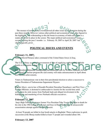 Political and Economical Issues in Asia