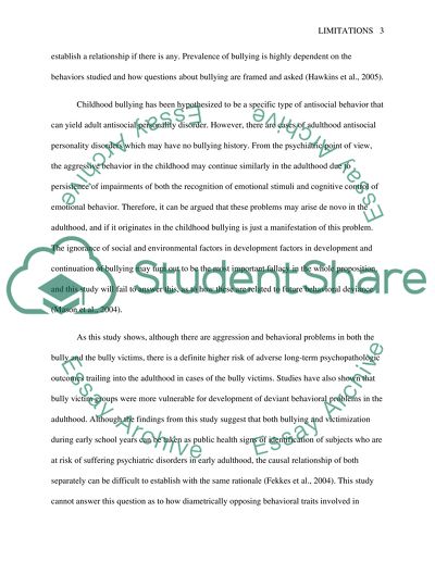 Thesis Topic Effect of bullying in childhood on the future of a person