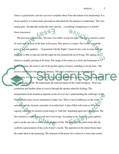 Analysis of the poem Acquainted with the Night