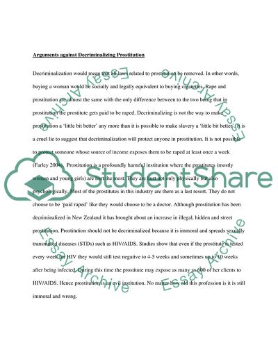 Arguments for and against Decriminalizing Prostitution