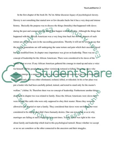 Analysis of Breaking the Chains of Psychological Slavery by Dr. Naim Akbar