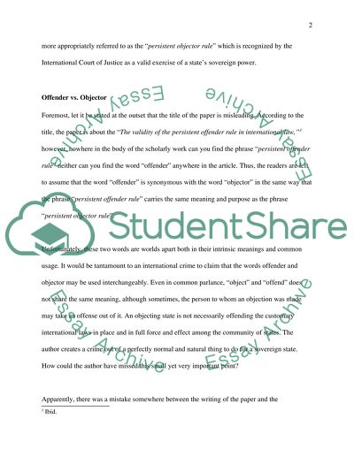 The Validity of The Persistent Offender Rule in International Law by Omar Abasheikh