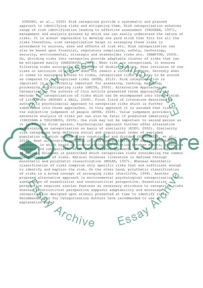 Categorizing Risks for Risk Ranking by Morgan