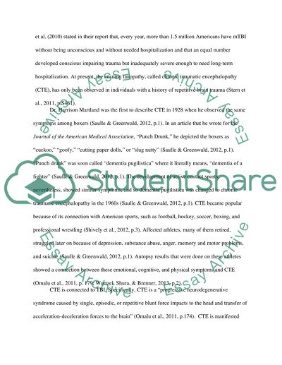 Chronic Traumatic Encephalopathy