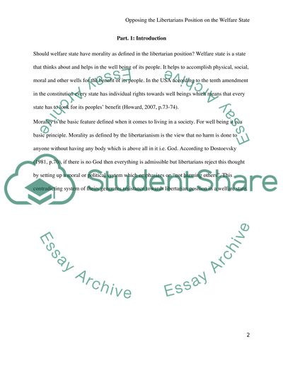 Libertarian Position in a Welfare State: Rights of Ownership