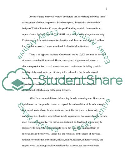 Social Forces Shaping Curriculum Planning