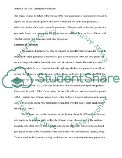 Roles of the Rural Paramedic Practitioner in Australia