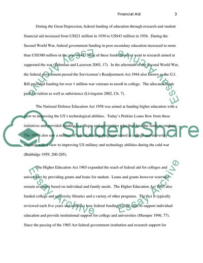 The Role of the Federal Government in Providing Financial Aid to Colleges and Universities