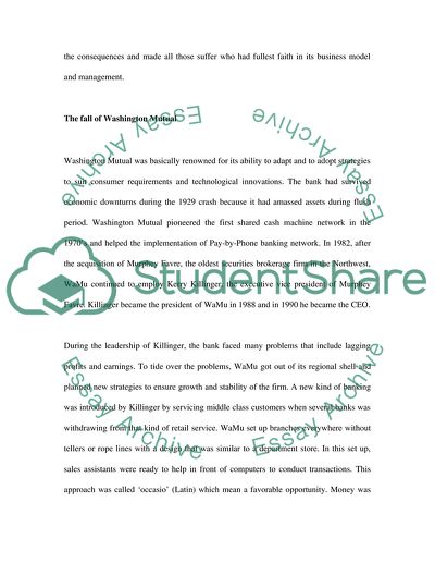 The Fall Of Washington Mutual Bank And Its Implications