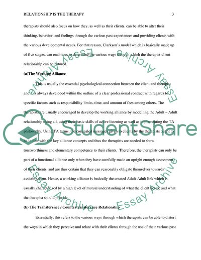 The Relationship as a Very Helpful the Therapy