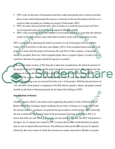Investment Appraisal: The Zeta plc. Case