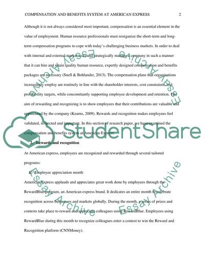 Compensation and Benefits System at American Express