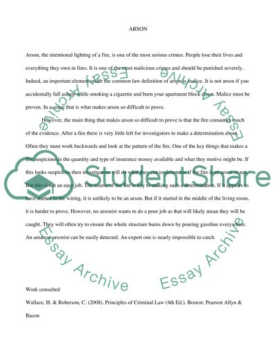 The Intentional Lighting of a Fire