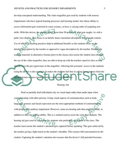 Devices and Practices for Sensory Impairments