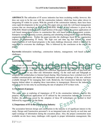 Information Technology Integration in the Construction Industry