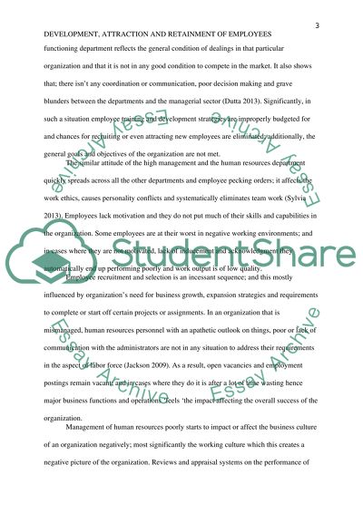 Development Attraction and Retainment of Employees