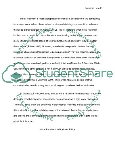 Moral Relativism in Business Ethics