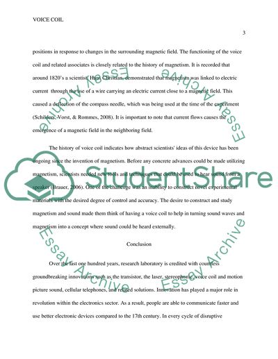 History of voice coil of a speaker