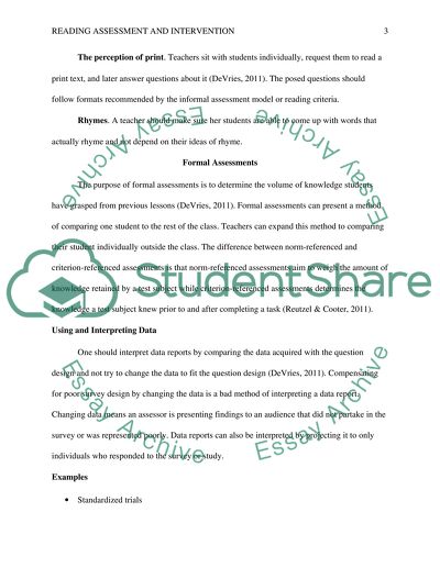 Reading Assessment Methods
