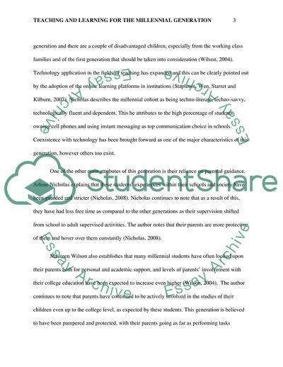 Teaching and Learning for the Millennial Generation