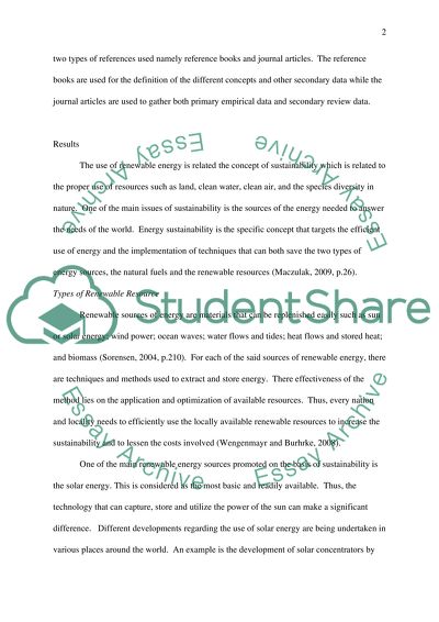 The Concept of Renewable Energy