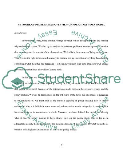 Policy Network Model by Rod Rhodes