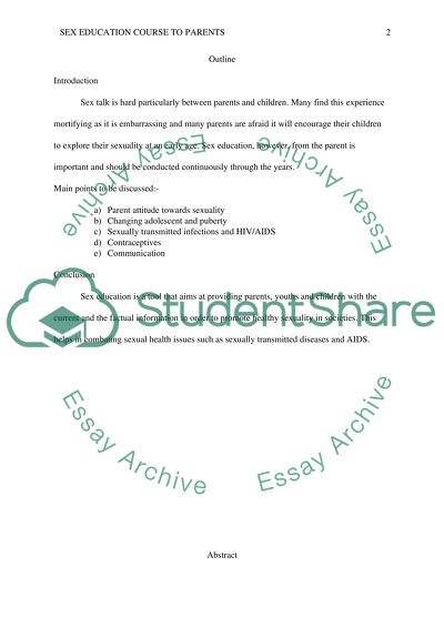 Sex Education Course for Parents