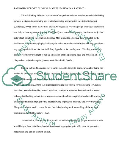 Pathophysiology, Clinical Manifestation in a Patient