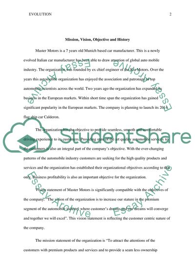 Evolution of Master Motors Organization