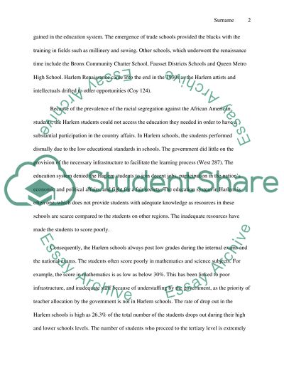 The Decline of the Educational System in Harlem, NY