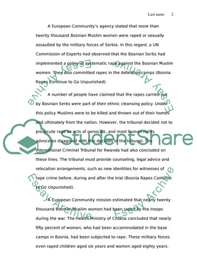 Women and Children of Rape in Bosnia