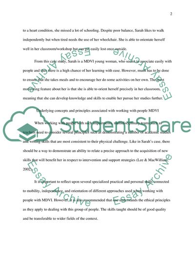 The Importance of Providing a Quality-learning Environment for a Person with MDVI