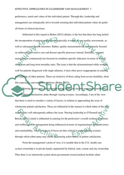 Effective Approaches in Leadership and Management (Benchmark Assessment)