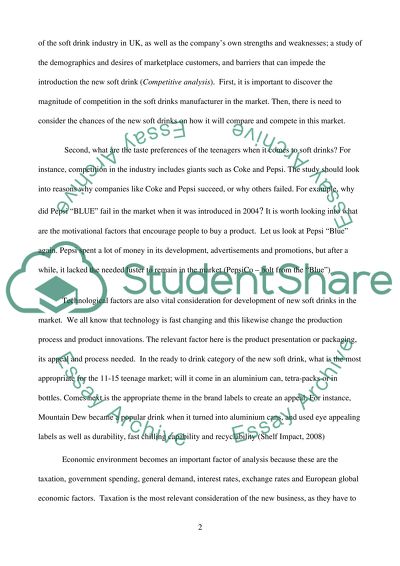 Developing External Environment of a New Soft Drink for Teenagers