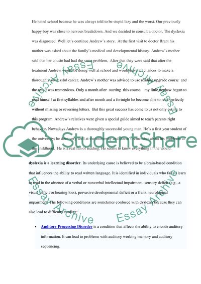 Dyslexia as a Learning Disorder